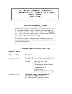 Draft Agenda: 71st Annual Meeting (June 4, 2003)