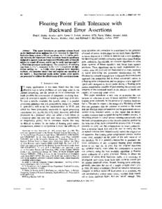 302  IEEE TRANSACTIONS ON COMPUTERS, VOL. 44, NO. 2. FEBRUARY 1995 Floating Point Fault Tolerance with Backward Error Assertions