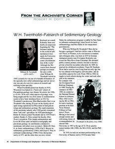 Robert H. Dott, Jr.  W.H. Twenhofel–Patriarch of Sedimentary Geology