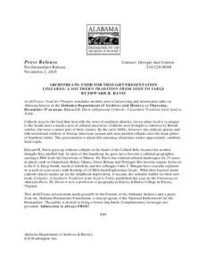 Press Release  Contact: Georgia Ann ConnerFor Immediate Release