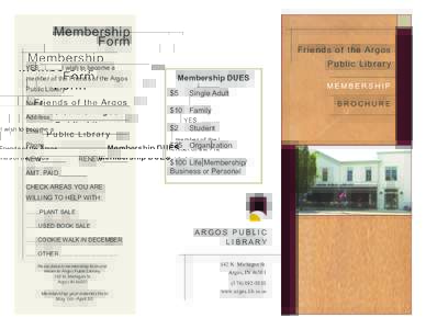 Membership Form Friends of the Argos Public Librar y