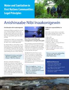 Water and Sanitation in First Nations Communities: Legal Principles Anishinaabe Nibi Inaakonigewin Anishinaabe nibi inaakonigewin