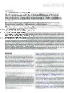 The Journal of Neuroscience, May 15, 2013 • 33(20):8909 – 8921 • 8909  Systems/Circuits The Synchronous Activity of Lateral Habenular Neurons Is Essential for Regulating Hippocampal Theta Oscillation