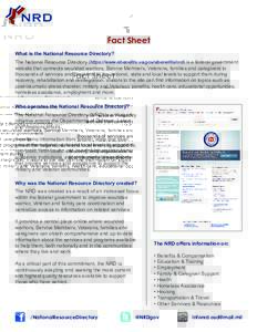 2014 National Resource Directory Fact Sheet