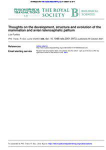 Downloaded from rstb.royalsocietypublishing.org on October 18, 2013  Thoughts on the development, structure and evolution of the