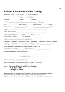 ONL  Railroad & Shortlines Club of Chicago Membership  DUES: