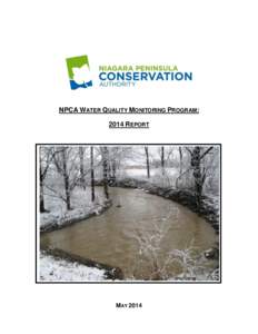 NPCA WATER QUALITY MONITORING PROGRAM: 2014 REPORT MAY 2014  TABLE OF CONTENTS