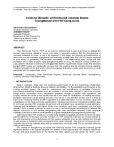 S. Panchacharam and A. Belarbi, “Torsional Behavior of Reinforced Concrete Beams Strengthened with FRP Composites,” First FIB Congress, Osaka, Japan, October 13-19,2002 Torsional Behavior of Reinforced Concrete Beams