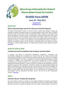 Africa Europe Faith and Justice Network Réseau Afrique Europe Foi et Justice ECHOES from AEFJN Issue 28 – May 2016 www.aefjn.org