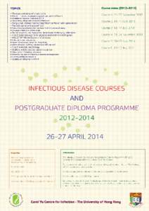 Ref No:  THE UNIVERSITY OF HONG KONG Carol Yu Centre for Infection Infectious Disease Courses & Postgraduate Diploma ProgrammeApplication for Admission for Occasional Students Taking Individual Course(s)