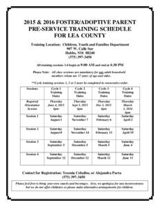 2008 PRIDE Training Schedule for Chaves County