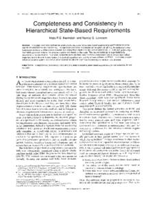 IEEE TRANSACTIONS ON SOFTWARE ENGINEERING, VOL. 22, NO. 6, JUNECompleteness and Consistency in Hierarchical State-Based Requirements