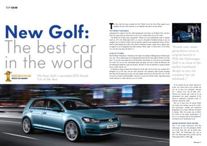 TOP GEAR  New Golf: The best car in the world The New Golf is awarded 2013 World