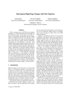 Detecting In-Flight Page Changes with Web Tripwires Charles Reis University of Washington Steven D. Gribble University of Washington