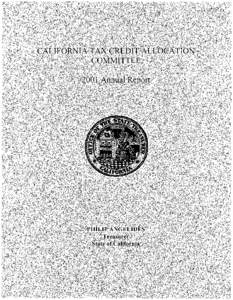 ;,  CALIFORNIA TAX CREDIT ALLOCATION COMMITTEE[removed]Annual Report Report on the Allocation of Federal and State Low Income Housing