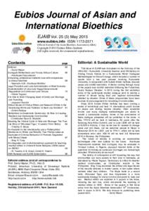 Eubios Journal of Asian and International Bioethics EJAIB VolMay 2015 www.eubios.info ISSNOfficial Journal of the Asian Bioethics Association (ABA)