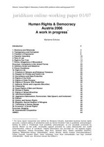 Schulze, Human Rights & Democracy Austria 2006, juridikum online-working paperjuridikum online-working paperHuman Rights & Democracy Austria 2006 A work in progress*