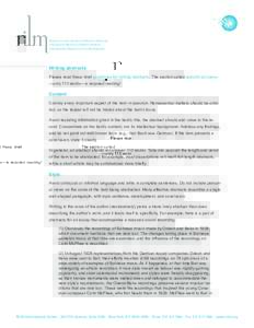 Répertoire International de Littérature Musicale International Repertory of Music Literature Internationales Repertorium der Musikliteratur Writing abstracts Please read these brief guidelines for writing abstracts. Th