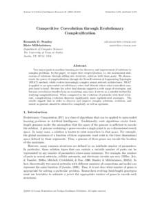 Journal of Artificial Intelligence Research[removed]  Submitted 8/03; published 2/04 Competitive Coevolution through Evolutionary Complexification