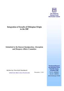 The Knesset Research and Information Center Integration of Israelis of Ethiopian Origin in the IDF