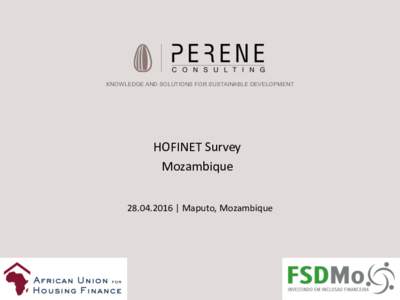 KNOWLEDGE AND SOLUTIONS FOR SUSTAINABLE DEVELOPMENT  HOFINET	Survey Mozambique	 	 	|	Maputo,	Mozambique