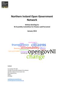 Northern Ireland Open Government Network Written Briefing for NI Assembly Committee for Finance and Personnel January 2016