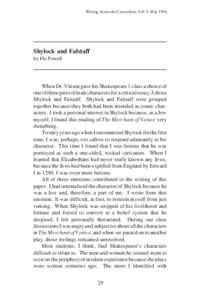 Writing Across the Curriculum, Vol. 5: MayShylock and Falstaff by Flo Powell  When Dr. Vittum gave his Shakespeare 1 class a choice of