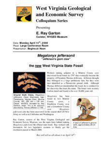 West Virginia Geological and Economic Survey Colloquium Series