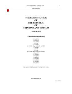 LAWS OF TRINIDAD AND TOBAGO  1 The Constitution