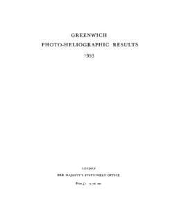 1953 Greenwich Photo-Heliographic Results