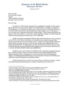 Letter to Mr. Larry Page, January 26, 2012