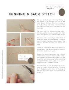embroidery BASICS RUNNING & BACK STITCH Are you ready to get stitching? Today in this series, I’ll be showing you two of the