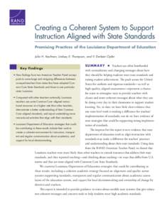 Creating a Coherent System to Support Instruction Aligned with State Standards: Promising Practices of the Louisiana Department of Education