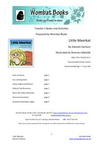 Teacher’s Notes and Activities Prepared by Wombat Books Little Meerkat By Aleesah Darlison Illustrated by Shannon Melville