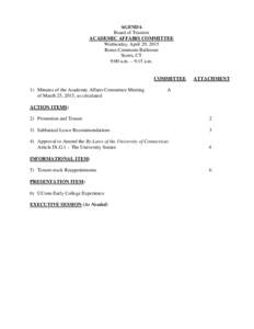 AGENDA Board of Trustees ACADEMIC AFFAIRS COMMITTEE Wednesday, April 29, 2015 Rome Commons Ballroom Storrs, CT