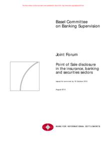 Point of Sale disclosure in the insurance, banking and securities sectors - Consultative document