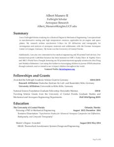 Albert Manero II Fulbright Scholar Aerospace Research [removed]  Summary