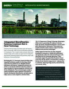 INTEGRATED BIOREFINERIES  INEOS New Planet Bioenergy began production at its Indian River Bioenergy Center in Vero Beach, FL, in JulyCost-shared funding from the Bioenergy Technologies Office contributed to the co