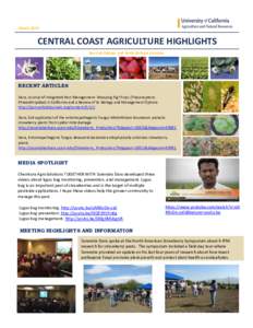 MarchCENTRAL COAST AGRICULTURE HIGHLIGHTS San Luis Obispo and Santa Barbara Counties  RECENT ARTICLES