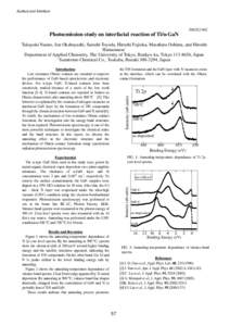 Surface and Interface  2002S2-002 Photoemission study on interfacial reaction of Ti/n-GaN Takayuki Naono, Jun Okabayashi, Satoshi Toyoda, Hiroshi Fujioka, Masaharu Oshima, and Hiroshi