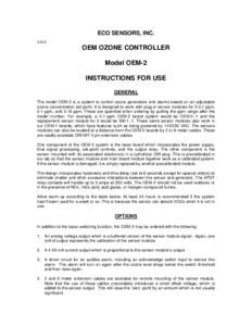 ECO SENSORS, INCOEM OZONE CONTROLLER Model OEM-2 INSTRUCTIONS FOR USE