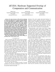 dCUDA: Hardware Supported Overlap of Computation and Communication Tobias Gysi Jeremia B¨ar