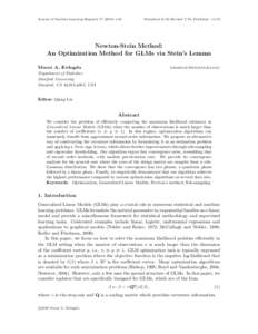 Journal of Machine Learning ResearchSubmitted 2/16; Revised 7/16; PublishedNewton-Stein Method: An Optimization Method for GLMs via Stein’s Lemma