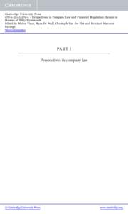 Cambridge University Press2 - Perspectives in Company Law and Financial Regulation: Essays in Honour of Eddy Wymeersch Edited by Michel Tison, Hans De Wulf, Christoph Van der Elst and Reinhard Steennot E