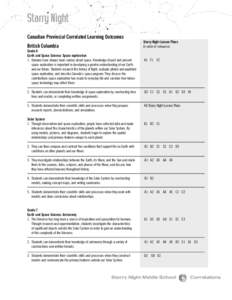 Canadian Provincial Correlated Learning Outcomes Starry Night Lesson Plans In order of relevance British Columbia Grade 6
