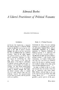 Edmund Burke:  A Liberal Practitioner of Political Economy F R A N K PETRELLA