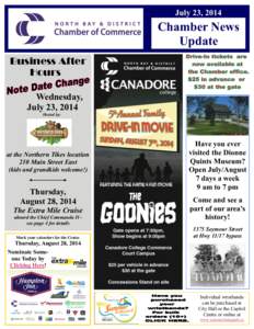 July 23, 2014  Chamber News Update Business After Hours