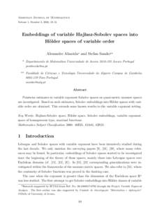 Armenian Journal of Mathematics Volume 1, Number 4, 2008, 19–31 Embeddings of variable Hajlasz-Sobolev spaces into H¨ older spaces of variable order