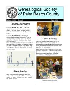 Genealogical Society of Palm Beach County Volume XXXII Issue 4