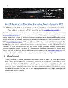 1  ALTERNATIVE COSMOLOGY GROUP www.cosmology.info